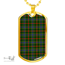 Scottish Bisset Clan Tartan Dog Tag Necklace - Classic Scottish Plaid Tartan Plaid