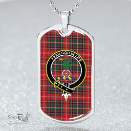 ScottishPlaid Somerville # 2 Modern Clan Tartan Dog Tag Necklace - Crest Classic Scottish Plaid Tartan Plaid