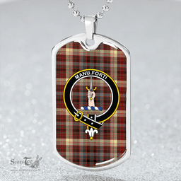 ScottishPlaid MacKay of Strathnaver Modern Clan Tartan Dog Tag Necklace - Crest Classic Scottish Plaid Tartan Plaid