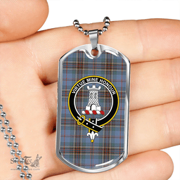 ScottishPlaid MacLean #2 Weathered Clan Tartan Dog Tag Necklace - Crest Classic Scottish Plaid Tartan Plaid