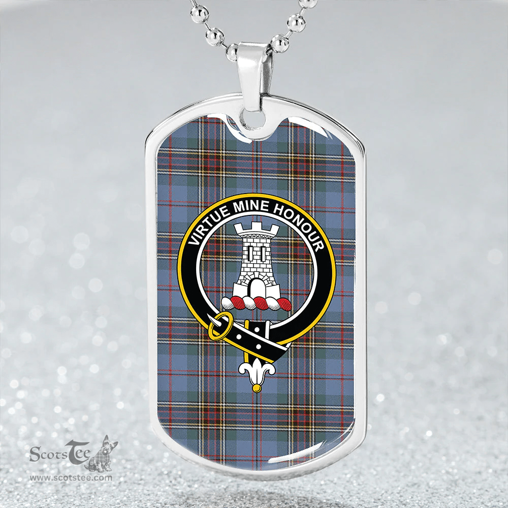 ScottishPlaid MacLean #2 Weathered Clan Tartan Dog Tag Necklace - Crest Classic Scottish Plaid Tartan Plaid