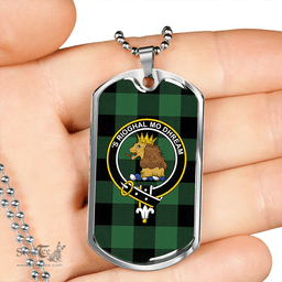 ScottishPlaid Robin Hood (MacGregor/Gregor Rob Roy Hunting) Ancient Clan Tartan Dog Tag Necklace - Crest Classic Scottish Plaid Tartan Plaid