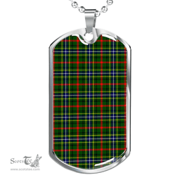 Scottish Bisset Clan Tartan Dog Tag Necklace - Classic Scottish Plaid Tartan Plaid