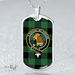 ScottishPlaid Robin Hood (MacGregor/Gregor Rob Roy Hunting) Ancient Clan Tartan Dog Tag Necklace - Crest Classic Scottish Plaid Tartan Plaid