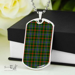 Scottish Bisset Clan Tartan Dog Tag Necklace - Classic Scottish Plaid Tartan Plaid