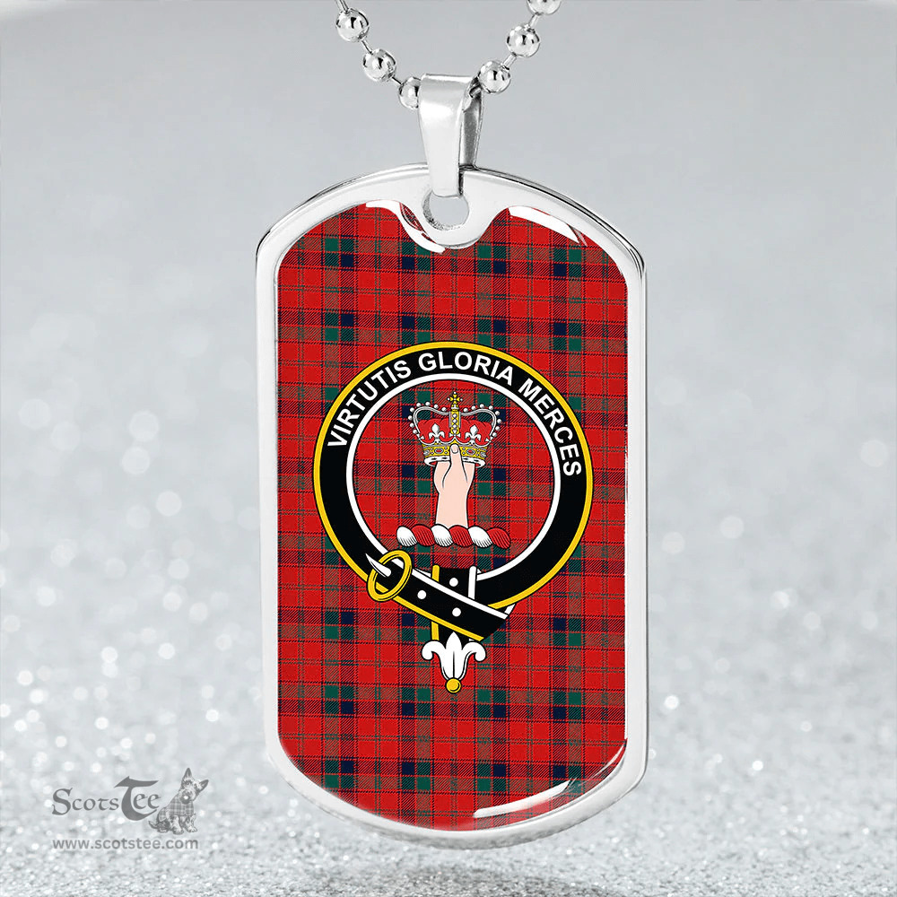 ScottishPlaid Robertson Modern Clan Tartan Dog Tag Necklace - Crest Classic Scottish Plaid Tartan Plaid