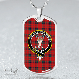 ScottishPlaid Robertson Modern Clan Tartan Dog Tag Necklace - Crest Classic Scottish Plaid Tartan Plaid