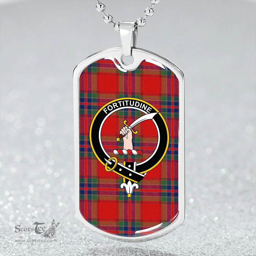 ScottishPlaid MacRae of Ardentoul Modern Clan Tartan Dog Tag Necklace - Crest Classic Scottish Plaid Tartan Plaid
