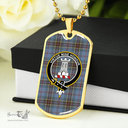 ScottishPlaid MacLean #2 Weathered Clan Tartan Dog Tag Necklace - Crest Classic Scottish Plaid Tartan Plaid