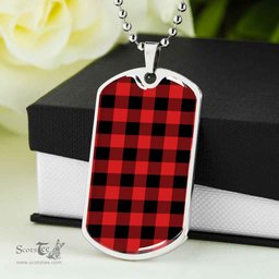 Scottish Rob Roy MacGregor Modern Clan Tartan Dog Tag Necklace - Classic Scottish Plaid Tartan Plaid