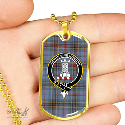ScottishPlaid MacLean #2 Weathered Clan Tartan Dog Tag Necklace - Crest Classic Scottish Plaid Tartan Plaid
