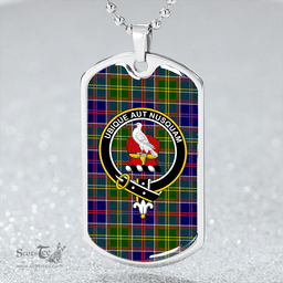 ScottishPlaid Whitefoord Modern Clan Tartan Dog Tag Necklace - Crest Classic Scottish Plaid Tartan Plaid