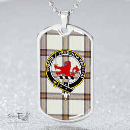 ScottishPlaid Young Christina Weathered Clan Tartan Dog Tag Necklace - Crest Classic Scottish Plaid Tartan Plaid