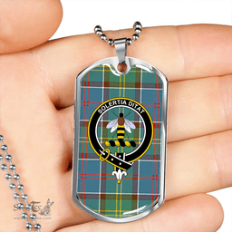 ScottishPlaid Whitelaw District Clan Tartan Dog Tag Necklace - Crest Classic Scottish Plaid Tartan Plaid