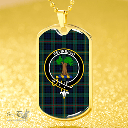 ScottishPlaid MacEwan Modern Clan Tartan Dog Tag Necklace - Crest Classic Scottish Plaid Tartan Plaid