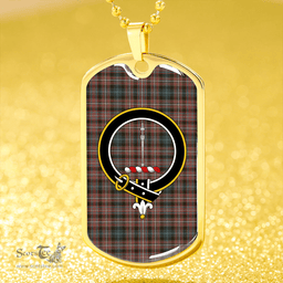 ScottishPlaid Rankin #2 Weathered Clan Tartan Dog Tag Necklace - Crest Classic Scottish Plaid Tartan Plaid