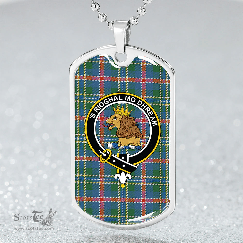 ScottishPlaid Mary, Queen of Scots Ancient Clan Tartan Dog Tag Necklace - Crest Classic Scottish Plaid Tartan Plaid