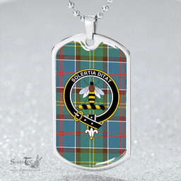 ScottishPlaid Whitelaw District Clan Tartan Dog Tag Necklace - Crest Classic Scottish Plaid Tartan Plaid