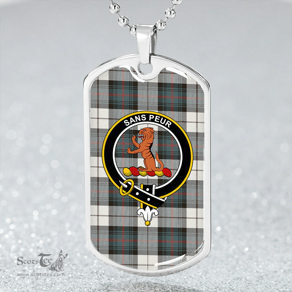 ScottishPlaid Sutherland Dress Royal Blue Weathered Clan Tartan Dog Tag Necklace - Crest Classic Scottish Plaid Tartan Plaid