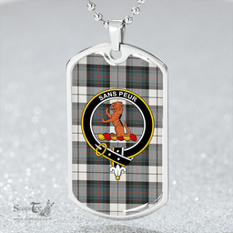ScottishPlaid Sutherland Dress Royal Blue Weathered Clan Tartan Dog Tag Necklace - Crest Classic Scottish Plaid Tartan Plaid