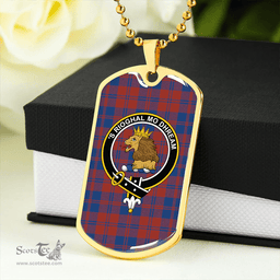 ScottishPlaid MacGregor of Glengyle (Gregor of Deeside) Modern Clan Tartan Dog Tag Necklace - Crest Classic Scottish Plaid Tartan Plaid