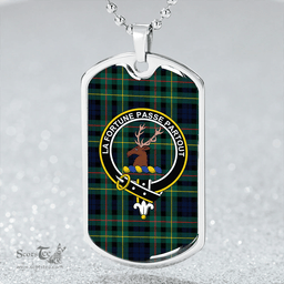 ScottishPlaid Rollo Modern Clan Tartan Dog Tag Necklace - Crest Classic Scottish Plaid Tartan Plaid
