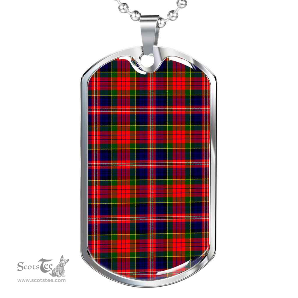Scottish MacPherson Modern Clan Tartan Dog Tag Necklace - Classic Scottish Plaid Tartan Plaid