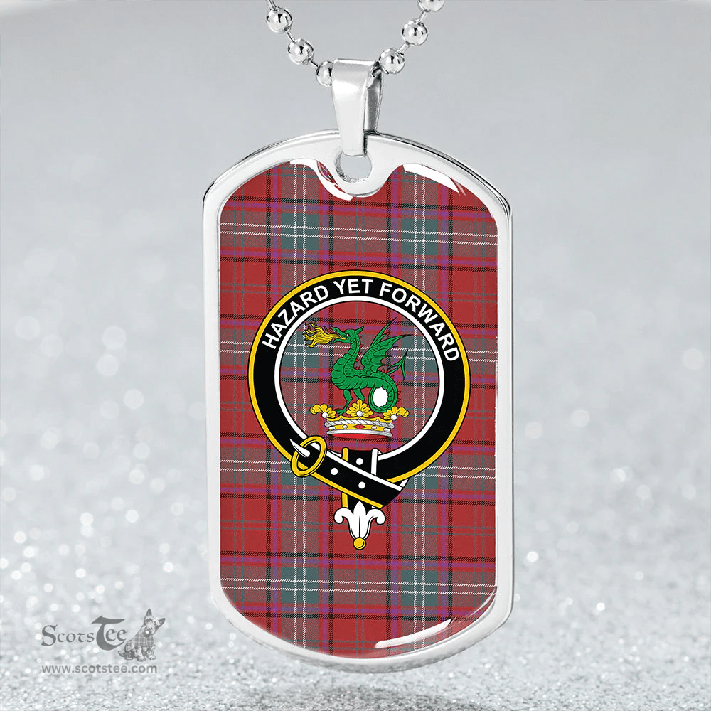 ScottishPlaid Seton Weathered Clan Tartan Dog Tag Necklace - Crest Classic Scottish Plaid Tartan Plaid