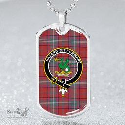 ScottishPlaid Seton Weathered Clan Tartan Dog Tag Necklace - Crest Classic Scottish Plaid Tartan Plaid