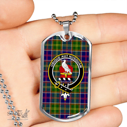 ScottishPlaid Whitefoord Modern Clan Tartan Dog Tag Necklace - Crest Classic Scottish Plaid Tartan Plaid