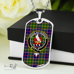 ScottishPlaid Whitefoord Modern Clan Tartan Dog Tag Necklace - Crest Classic Scottish Plaid Tartan Plaid