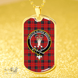ScottishPlaid Robertson Modern Clan Tartan Dog Tag Necklace - Crest Classic Scottish Plaid Tartan Plaid