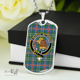 ScottishPlaid Mary, Queen of Scots Ancient Clan Tartan Dog Tag Necklace - Crest Classic Scottish Plaid Tartan Plaid