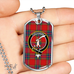 ScottishPlaid MacRae of Ardentoul Modern Clan Tartan Dog Tag Necklace - Crest Classic Scottish Plaid Tartan Plaid
