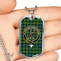 ScottishPlaid Rollo Ancient Clan Tartan Dog Tag Necklace - Crest Classic Scottish Plaid Tartan Plaid