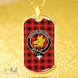 ScottishPlaid MacIver #2 Modern Clan Tartan Dog Tag Necklace - Crest Classic Scottish Plaid Tartan Plaid