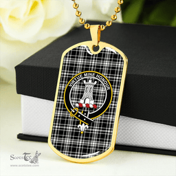 ScottishPlaid MacLean Black & White Modern Clan Tartan Dog Tag Necklace - Crest Classic Scottish Plaid Tartan Plaid