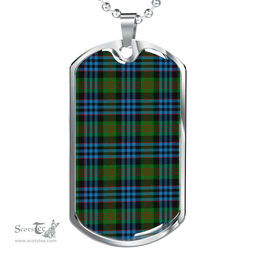Scottish Newlands of Lauriston Clan Tartan Dog Tag Necklace - Classic Scottish Plaid Tartan Plaid