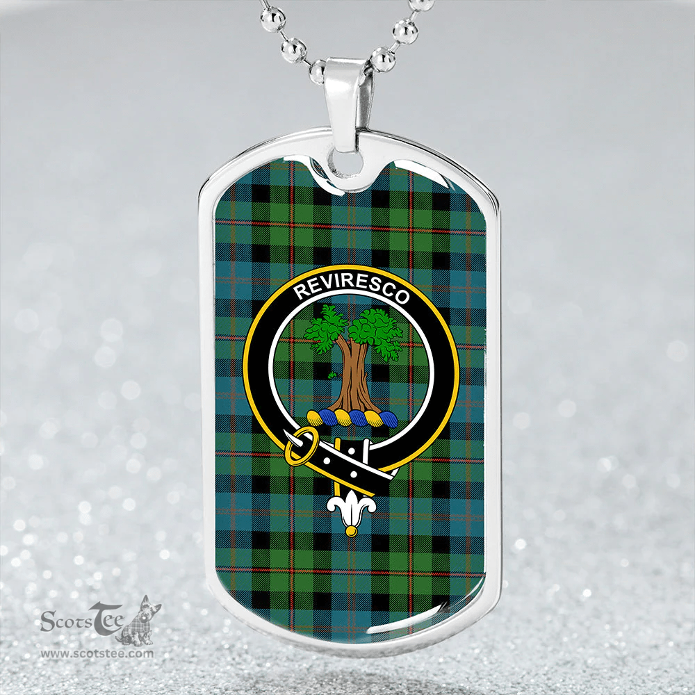 ScottishPlaid MacEwan 1856 Ancient Clan Tartan Dog Tag Necklace - Crest Classic Scottish Plaid Tartan Plaid