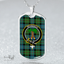 ScottishPlaid MacEwan 1856 Ancient Clan Tartan Dog Tag Necklace - Crest Classic Scottish Plaid Tartan Plaid