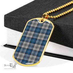 Scottish Napier Modern Clan Tartan Dog Tag Necklace - Classic Scottish Plaid Tartan Plaid