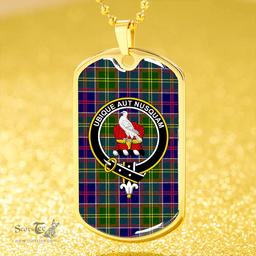 ScottishPlaid Whitefoord Modern Clan Tartan Dog Tag Necklace - Crest Classic Scottish Plaid Tartan Plaid