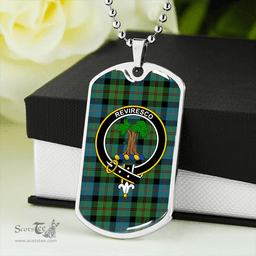 ScottishPlaid MacEwan 1856 Ancient Clan Tartan Dog Tag Necklace - Crest Classic Scottish Plaid Tartan Plaid