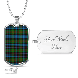 Scottish Newlands of Lauriston Clan Tartan Dog Tag Necklace - Classic Scottish Plaid Tartan Plaid