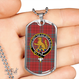 ScottishPlaid MacPherson Grant Weathered Clan Tartan Dog Tag Necklace - Crest Classic Scottish Plaid Tartan Plaid