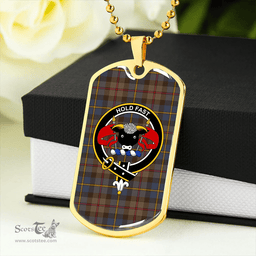 ScottishPlaid MacLeod of Skeabost Modern Clan Tartan Dog Tag Necklace - Crest Classic Scottish Plaid Tartan Plaid