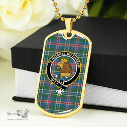 ScottishPlaid Mary, Queen of Scots Ancient Clan Tartan Dog Tag Necklace - Crest Classic Scottish Plaid Tartan Plaid