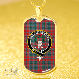 ScottishPlaid Ross Wedding Dress Modern Clan Tartan Dog Tag Necklace - Crest Classic Scottish Plaid Tartan Plaid