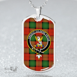 ScottishPlaid Stewart of Atholl Ancient Clan Tartan Dog Tag Necklace - Crest Classic Scottish Plaid Tartan Plaid