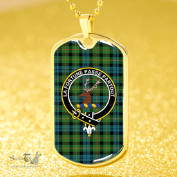 ScottishPlaid Rollo Ancient Clan Tartan Dog Tag Necklace - Crest Classic Scottish Plaid Tartan Plaid